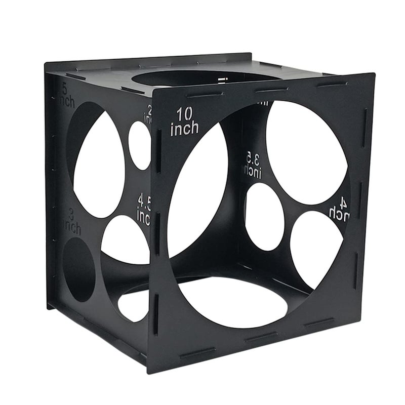 Worown 11 Holes Collapsible Black Plastic Balloon Sizer Box, Balloon Sizer Cube, Balloon Size Measurement Tools for Balloon Decorations, Balloon Arches (2-10 Inch) - Image 1
